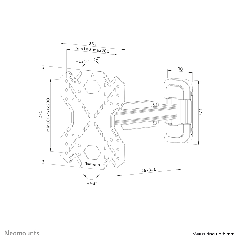 Neomounts WL40S-840BL12 Support pour écran mural 32-55" - orientable - installation rapide